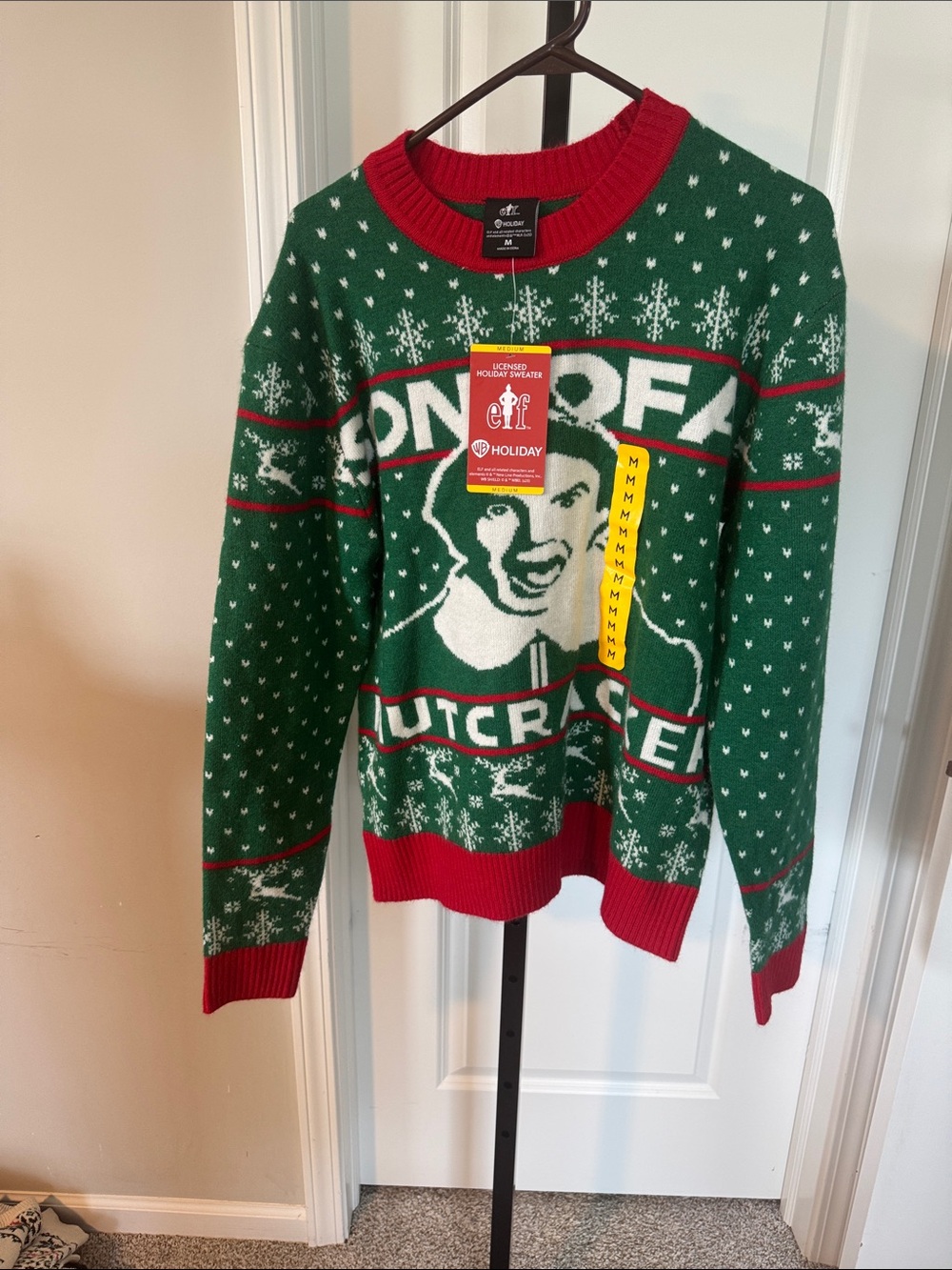 ELF Green and Red Crewneck Holiday Sweater